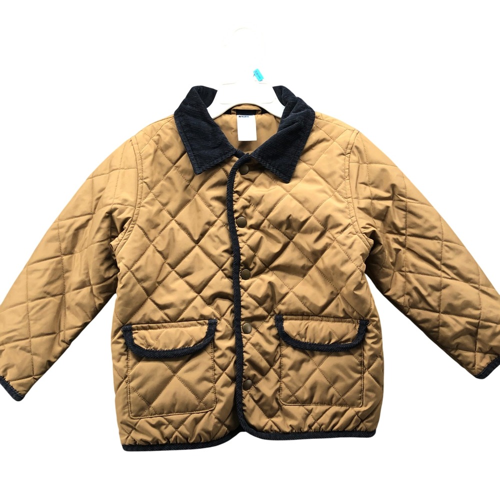 Gymboree Quilted Barn Jacket Kids 4T-5T Tan Corduroy Collar Snap Button Lined